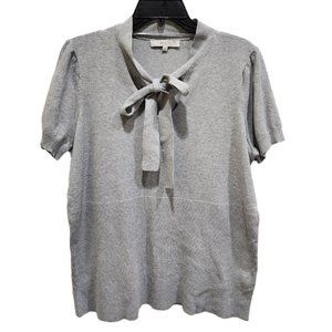 AE City Bow Front Sweater Women's Size 1X Gray Short Sleeve Top